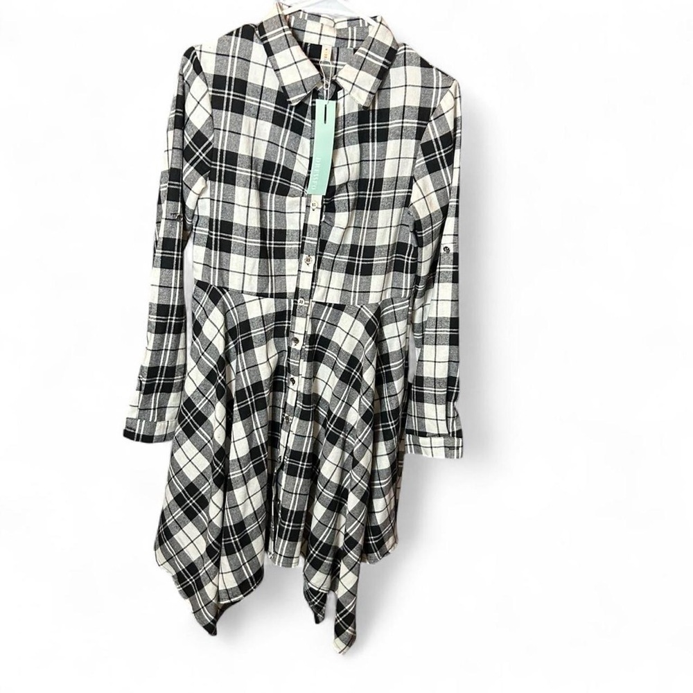 NEW w/ Tags- Black & White Plaid Flannel Dress | Size M (US 6) - Picture 3 of 12